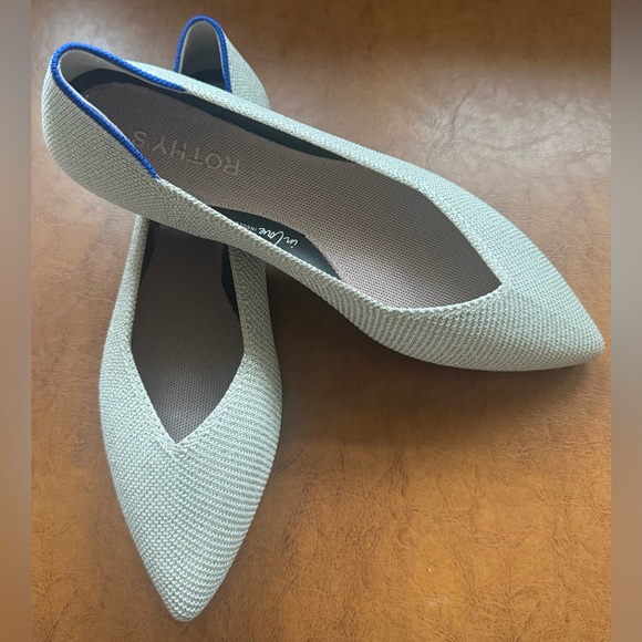 Rothy's Shoes - Rothy’s The Point II Diamond Twill Flats Size 8.5 Platinum Pointed Toe NWOB